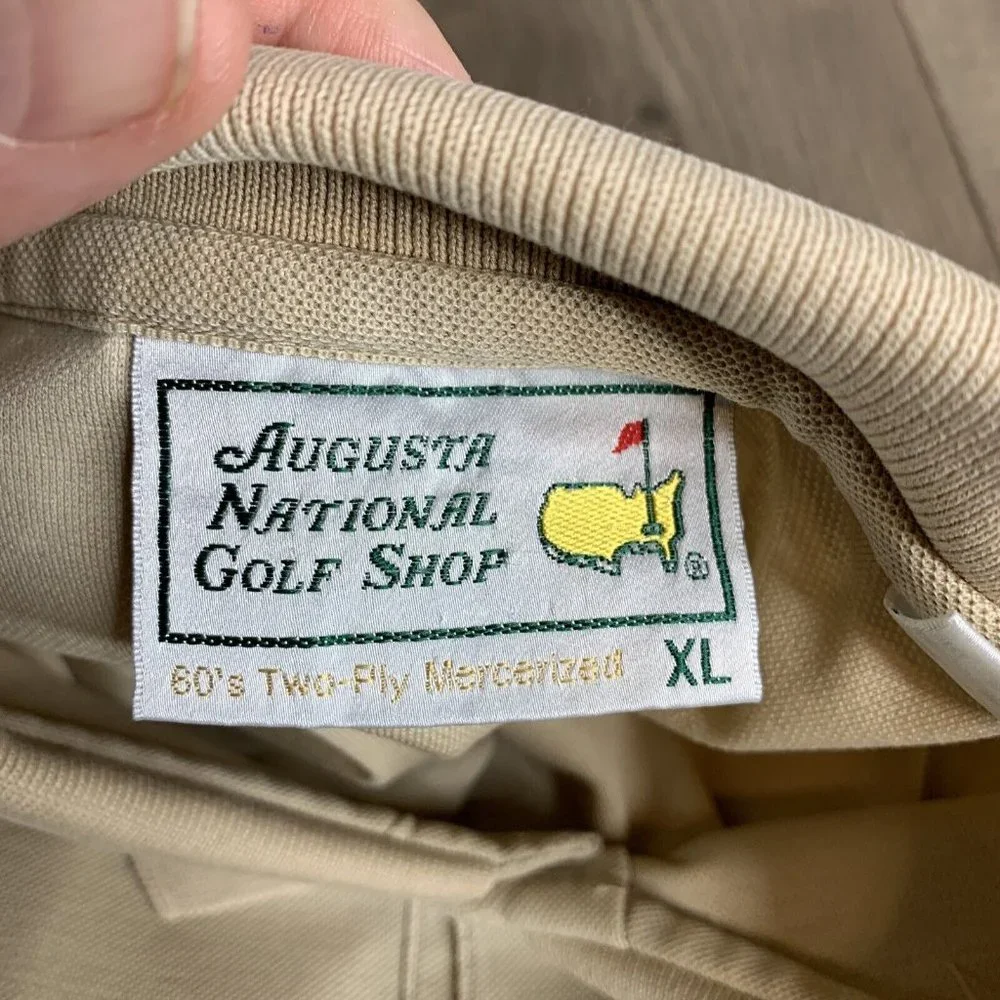 Augusta National Golf Shop 60's Two Ply  Mens Polo Shirt X Large Tan SS Collared - Picture 7 of 8